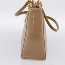 Christian Dior Cannage Lady Dior Large Hand Bag Patent Beige Gold Auth 198677A-4
