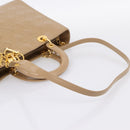Christian Dior Cannage Lady Dior Large Hand Bag Patent Beige Gold Auth 198677A-9