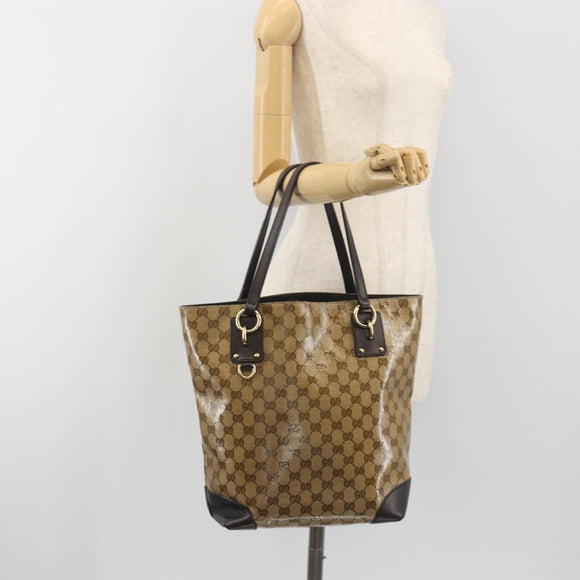 GUCCI GG Crystal Tote Bag Coated Canvas Outlet Beige Gold 353706 Auth 198678A
