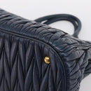 Miu Miu Matelasse Hand Bag Leather 2way Navy Gold Tone Auth 198679-14