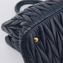Miu Miu Matelasse Hand Bag Leather 2way Navy Gold Tone Auth 198679-15