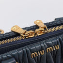 Miu Miu Matelasse Hand Bag Leather 2way Navy Gold Tone Auth 198679-17
