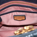 Miu Miu Matelasse Hand Bag Leather 2way Navy Gold Tone Auth 198679-10