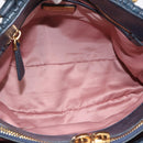 Miu Miu Matelasse Hand Bag Leather 2way Navy Gold Tone Auth 198679-11