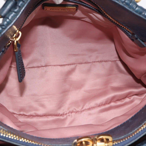 Miu Miu Matelasse Hand Bag Leather 2way Navy Gold Tone Auth 198679