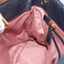 Miu Miu Matelasse Hand Bag Leather 2way Navy Gold Tone Auth 198679-19