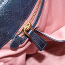 Miu Miu Matelasse Hand Bag Leather 2way Navy Gold Tone Auth 198679-21