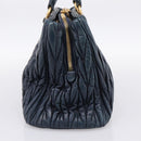 Miu Miu Matelasse Hand Bag Leather 2way Navy Gold Tone Auth 198679-3
