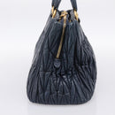 Miu Miu Matelasse Hand Bag Leather 2way Navy Gold Tone Auth 198679-4