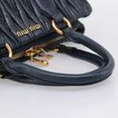 Miu Miu Matelasse Hand Bag Leather 2way Navy Gold Tone Auth 198679-7