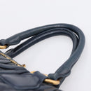 Miu Miu Matelasse Hand Bag Leather 2way Navy Gold Tone Auth 198679-8