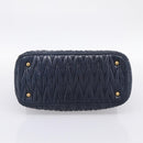 Miu Miu Matelasse Hand Bag Leather 2way Navy Gold Tone Auth 198679-5