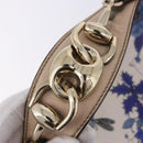 GUCCI Flora Horsebit Shoulder Bag Canvas Beige Gold 170014 Auth 198680M-18