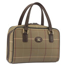 Burberrys Nova Check Hand Bag Canvas Brown Gold Auth 198681-1