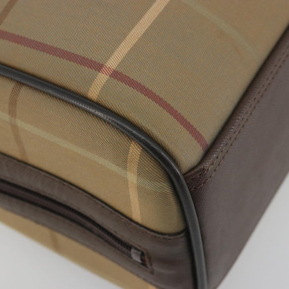 Burberrys Nova Check Hand Bag Canvas Brown Gold Auth 198681