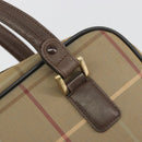 Burberrys Nova Check Hand Bag Canvas Brown Gold Auth 198681-14