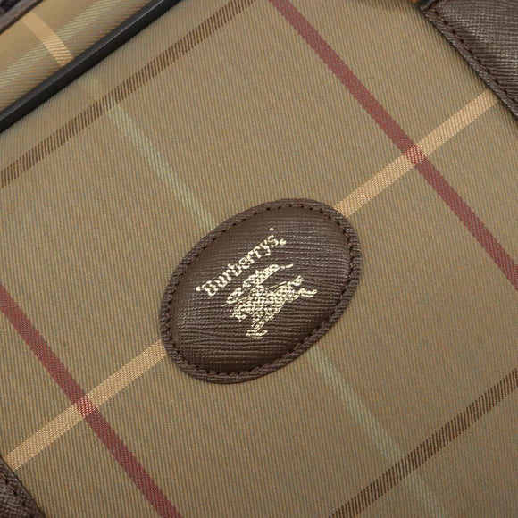 Burberrys Nova Check Hand Bag Canvas Brown Gold Auth 198681