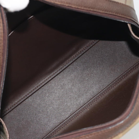 Burberrys Nova Check Hand Bag Canvas Brown Gold Auth 198681