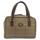Burberrys Nova Check Hand Bag Canvas Brown Gold Auth 198681-2
