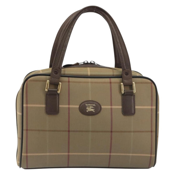 Burberrys Nova Check Hand Bag Canvas Brown Gold Auth 198681