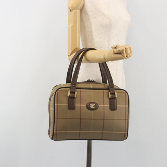 Burberrys Nova Check Hand Bag Canvas Brown Gold Auth 198681