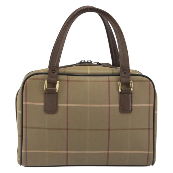 Burberrys Nova Check Hand Bag Canvas Brown Gold Auth 198681