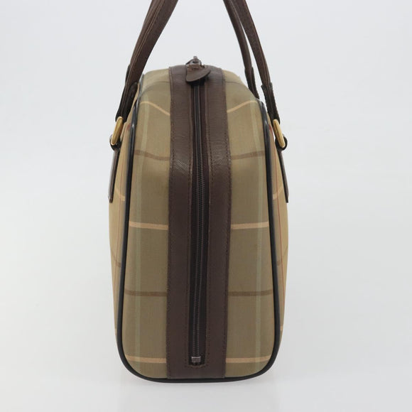 Burberrys Nova Check Hand Bag Canvas Brown Gold Auth 198681