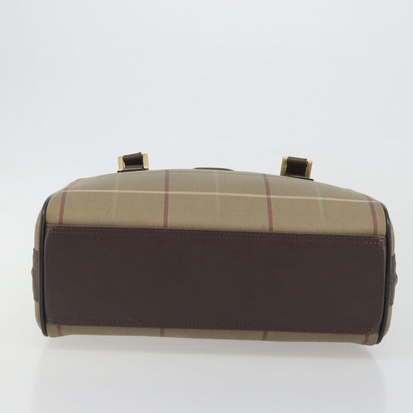 Burberrys Nova Check Hand Bag Canvas Brown Gold Auth 198681