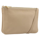 CELINE Trio Shoulder Bag Leather Beige Gold Auth 198683A-1