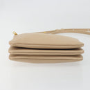 CELINE Trio Shoulder Bag Leather Beige Gold Auth 198683A-5