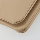CELINE Trio Shoulder Bag Leather Beige Gold Auth 198683A-9