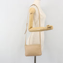 CELINE Trio Shoulder Bag Leather Beige Gold Auth 198683A-23