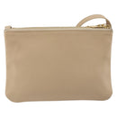 CELINE Trio Shoulder Bag Leather Beige Gold Auth 198683A-2