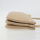 CELINE Trio Shoulder Bag Leather Beige Gold Auth 198683A-3