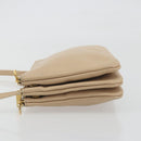 CELINE Trio Shoulder Bag Leather Beige Gold Auth 198683A-4