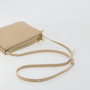 CELINE Trio Shoulder Bag Leather Beige Gold Auth 198683A-7