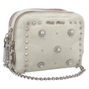 Miu Miu Matelasse Chain Shoulder Pouch Vitellolux Ivory Silver Auth 198684A-1