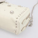 Miu Miu Matelasse Chain Shoulder Pouch Vitellolux Ivory Silver Auth 198684A-14