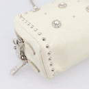 Miu Miu Matelasse Chain Shoulder Pouch Vitellolux Ivory Silver Auth 198684A-15