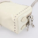 Miu Miu Matelasse Chain Shoulder Pouch Vitellolux Ivory Silver Auth 198684A-16