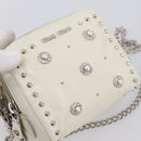 Miu Miu Matelasse Chain Shoulder Pouch Vitellolux Ivory Silver Auth 198684A-10