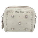 Miu Miu Matelasse Chain Shoulder Pouch Vitellolux Ivory Silver Auth 198684A-13