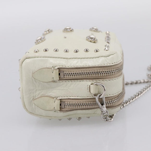 Miu Miu Matelasse Chain Shoulder Pouch Vitellolux Ivory Silver Auth 198684A