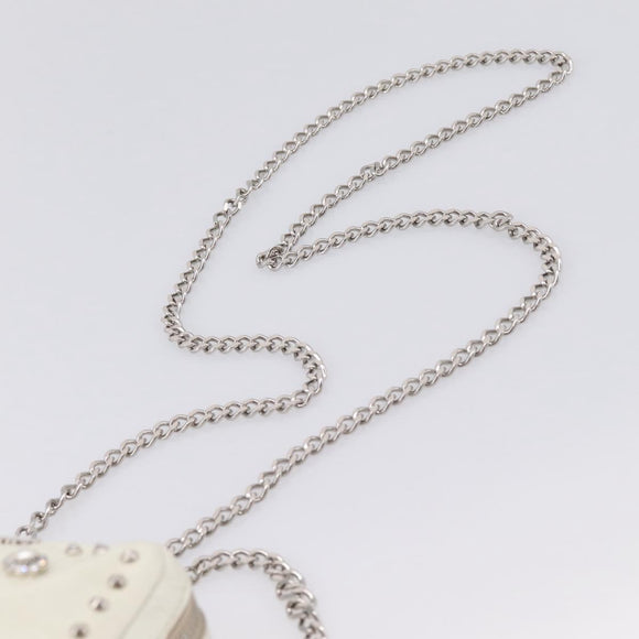 Miu Miu Matelasse Chain Shoulder Pouch Vitellolux Ivory Silver Auth 198684A