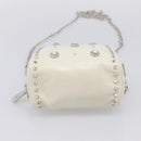 Miu Miu Matelasse Chain Shoulder Pouch Vitellolux Ivory Silver Auth 198684A-5