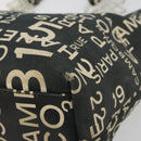 CHANEL Vichy Line Tote Bag Canvas Black Silver CC Auth 198686-9