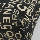 CHANEL Vichy Line Tote Bag Canvas Black Silver CC Auth 198686-15