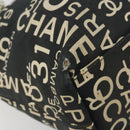 CHANEL Vichy Line Tote Bag Canvas Black Silver CC Auth 198686-16