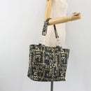 CHANEL Vichy Line Tote Bag Canvas Black Silver CC Auth 198686-22