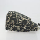 CHANEL Vichy Line Tote Bag Canvas Black Silver CC Auth 198686-3